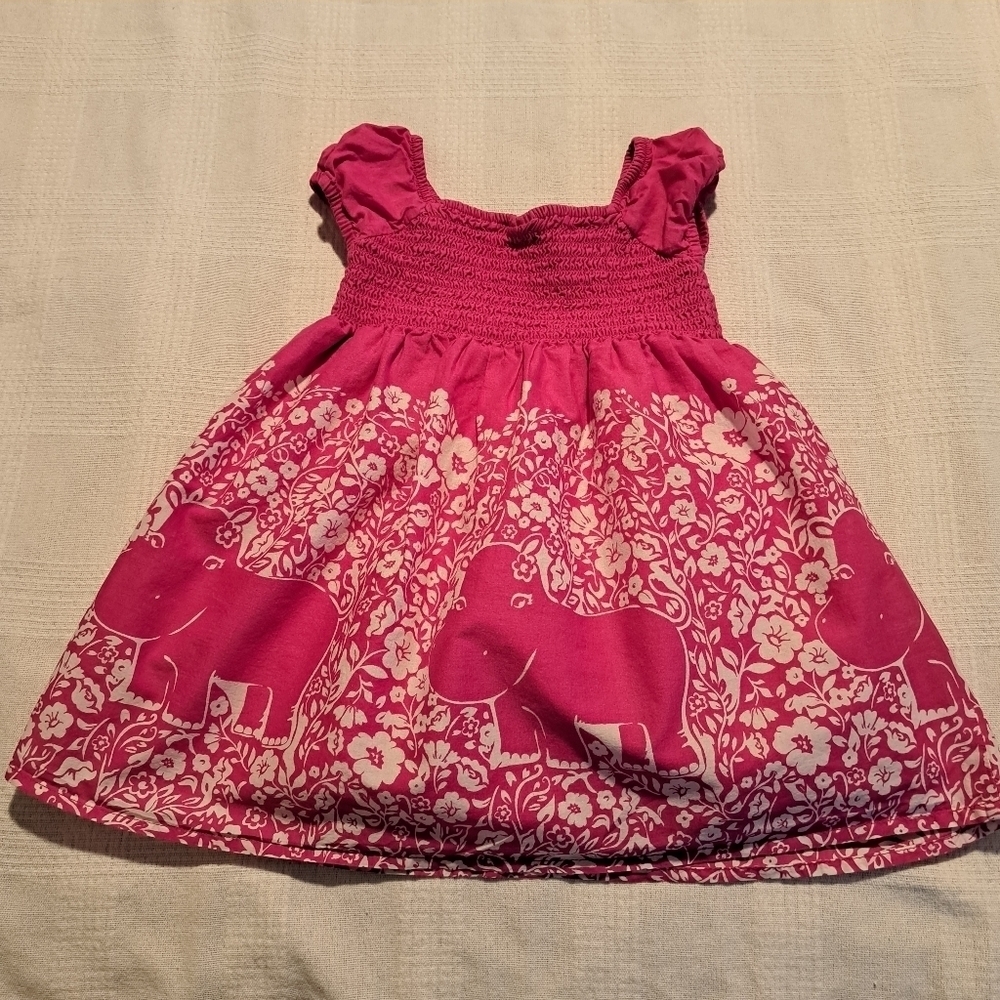 Gymboree Outlet girls size 6-12 months Batik Summer line pink & white dress